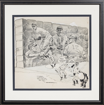Willard Mullin Comic Artwork of Frank Crosetti In 24x25 Framed Display